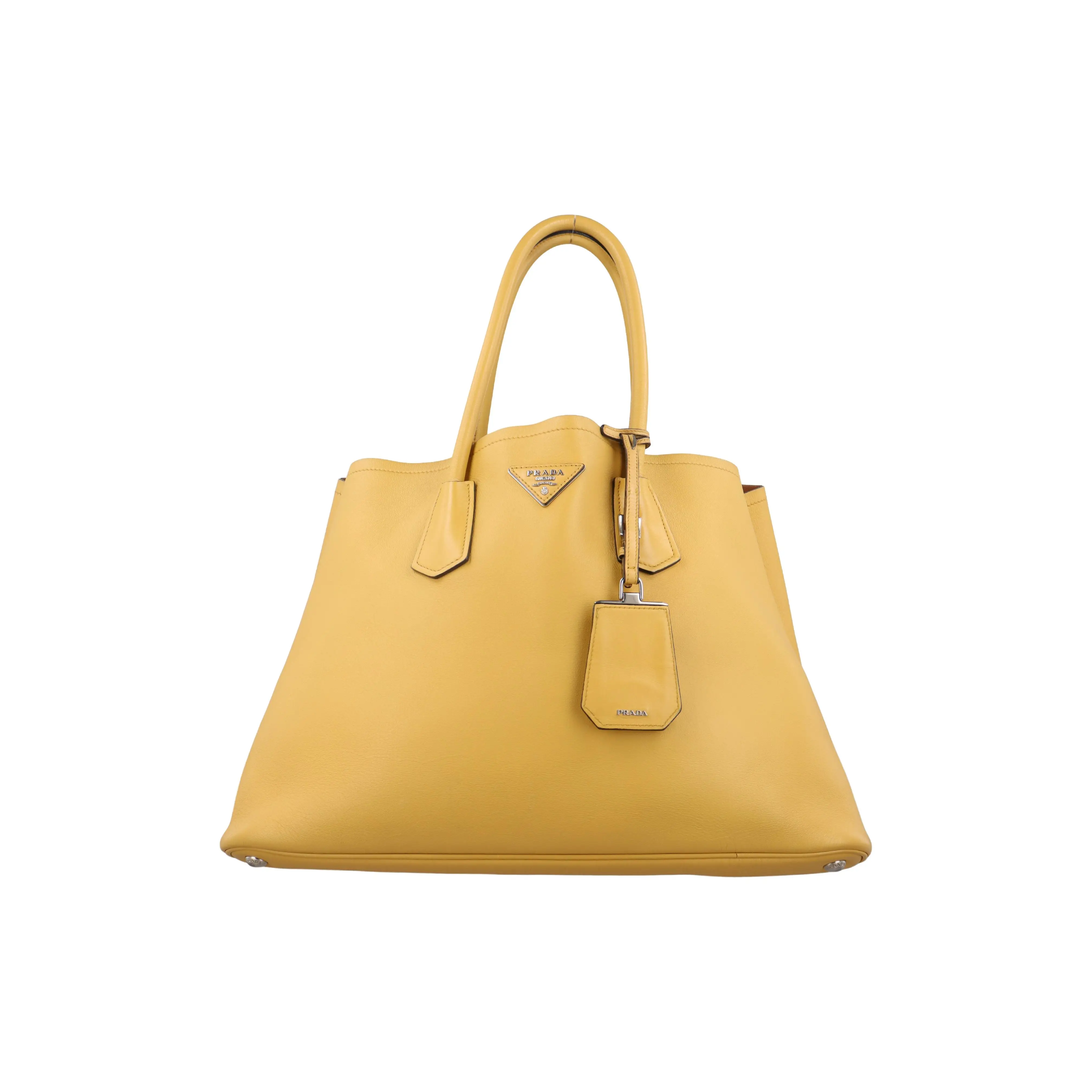 Pre-owned PRADA PVC Shoulder Bags Double Bag Yellow Leather 180 Handbag