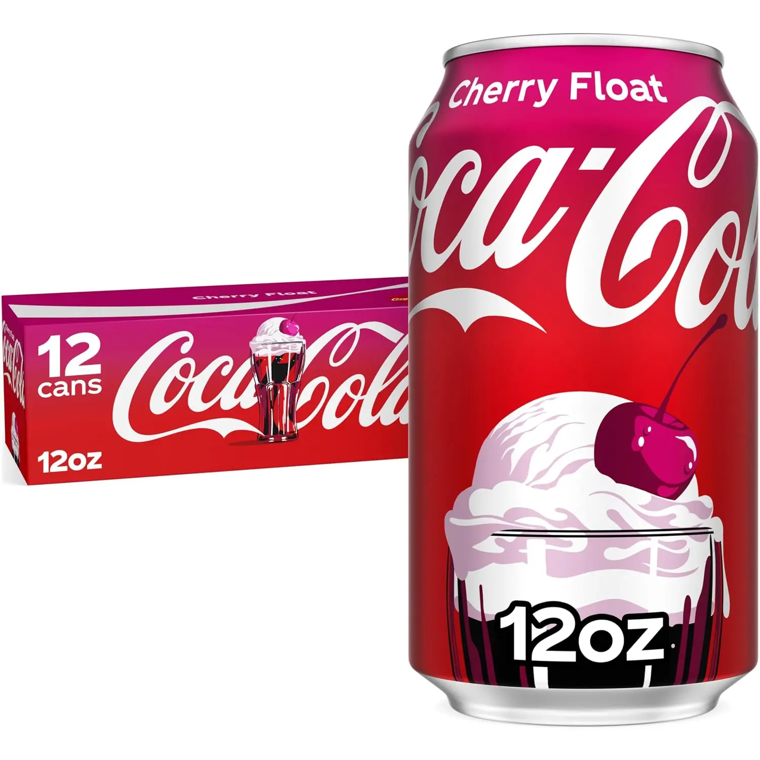 Coca-Cola Cherry Float Fridge Pack Cans, 12 fl oz, 12 Pack - Carbonated Cola Beverage, Soda with Creamy Vanilla & Cherry Flavors