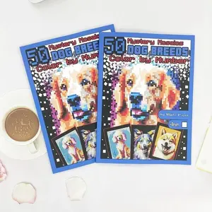 Hot Selling New Solid Color Dog Breeds Color By Number Book for Adults, Stress Relief Digital Coloring Book, Relaxing Anxiety Relief Art Activity for Adults Women Men, Cute Dog Patterns Coloring Pages for Home Leisure & Mindfulness