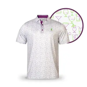 Happy Hour Menswear Polo - Short Sleeve, Medium Length, Perfect for Golf, Drink-Inspired Design