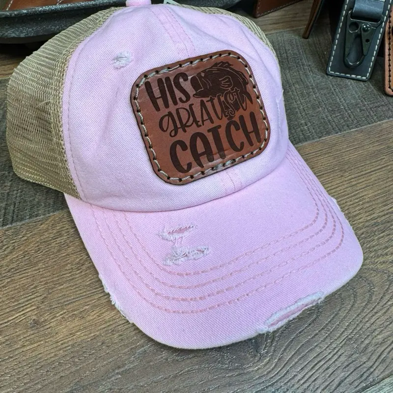 His Greatest Catch, Gift For Her, Greatest Catch, Fisherman Hat, Gone Fishing, fishing hat, Bass Fishing, Crappie Fishing, Hunting Hat, Deer Hunter, Leather Patch Hat, Country Hat, Hunting Hat, Hunter