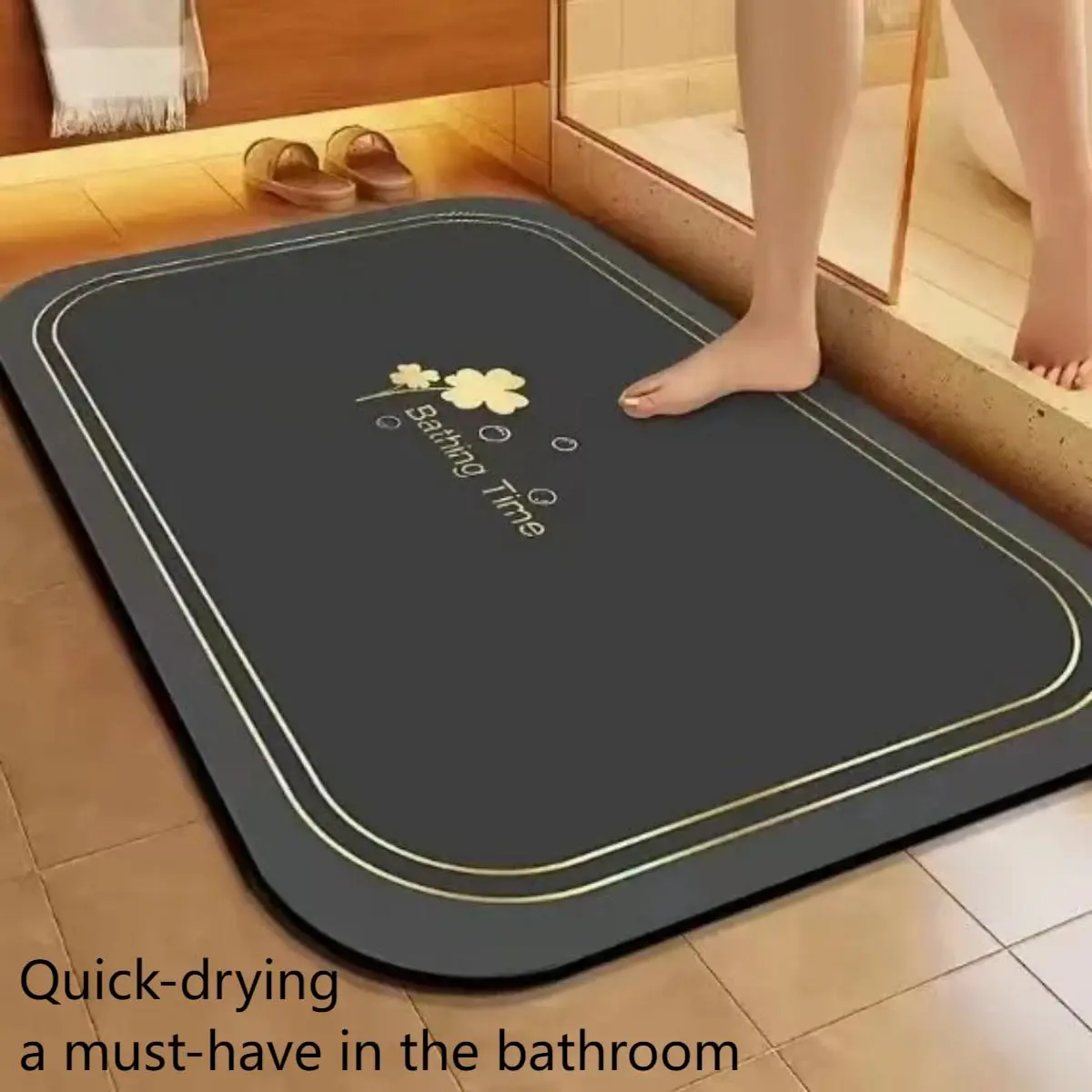 Diatomaceous Earth Bath Mat - Quick-Dry, Drip-Resistant, Stain-Resistant, Hygienic, Easy-to-Clean Washable Bathroom Rug for Shower & Bathtub Area, Mold Bath Mat Home Essentials Bathroom Accessory, Bathroom Rugs Washable, Mold Bath Mats