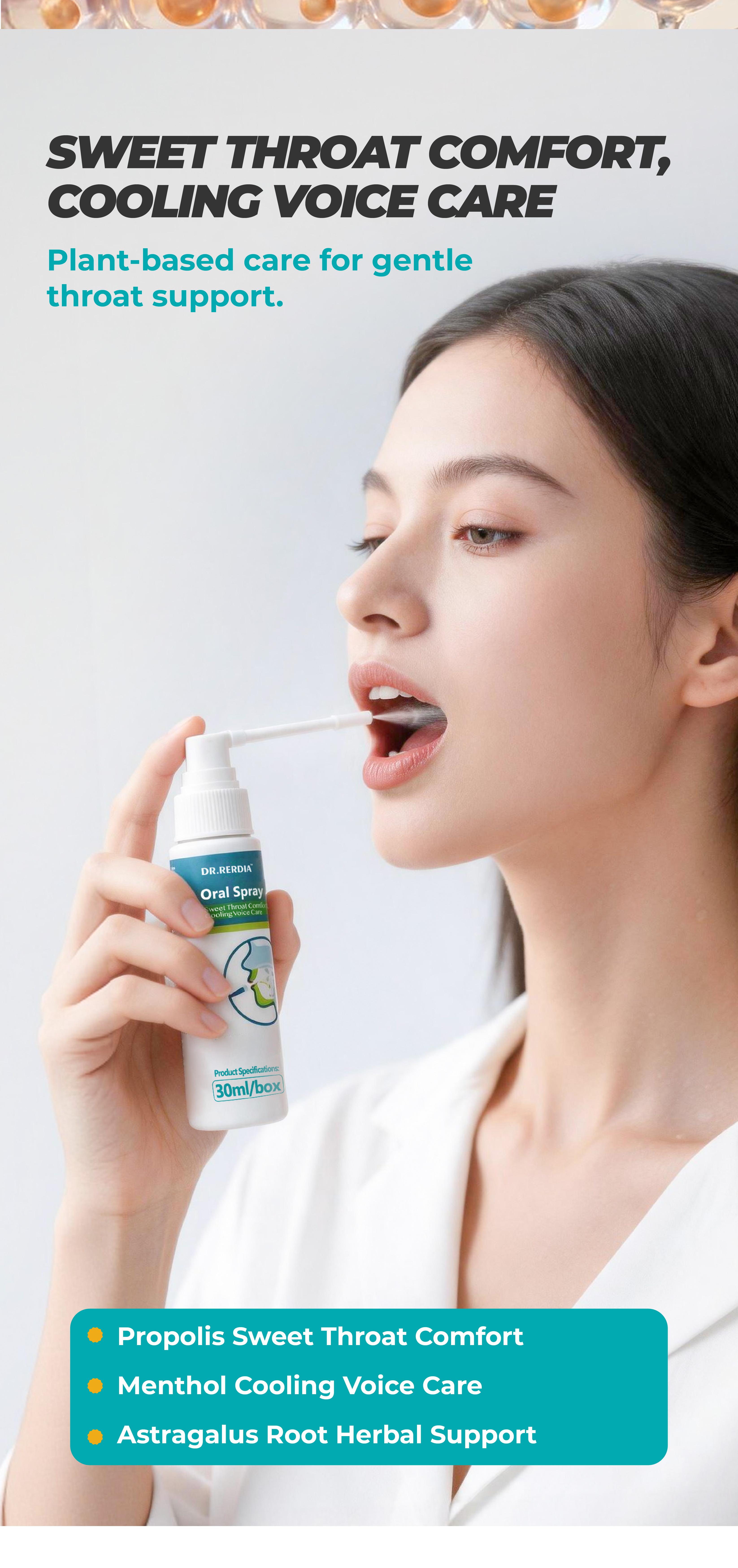 [In Stock]DR.RERDIA Oral Spray with Propolis, Menthol & Astragalus Root — Gentle Daily Care