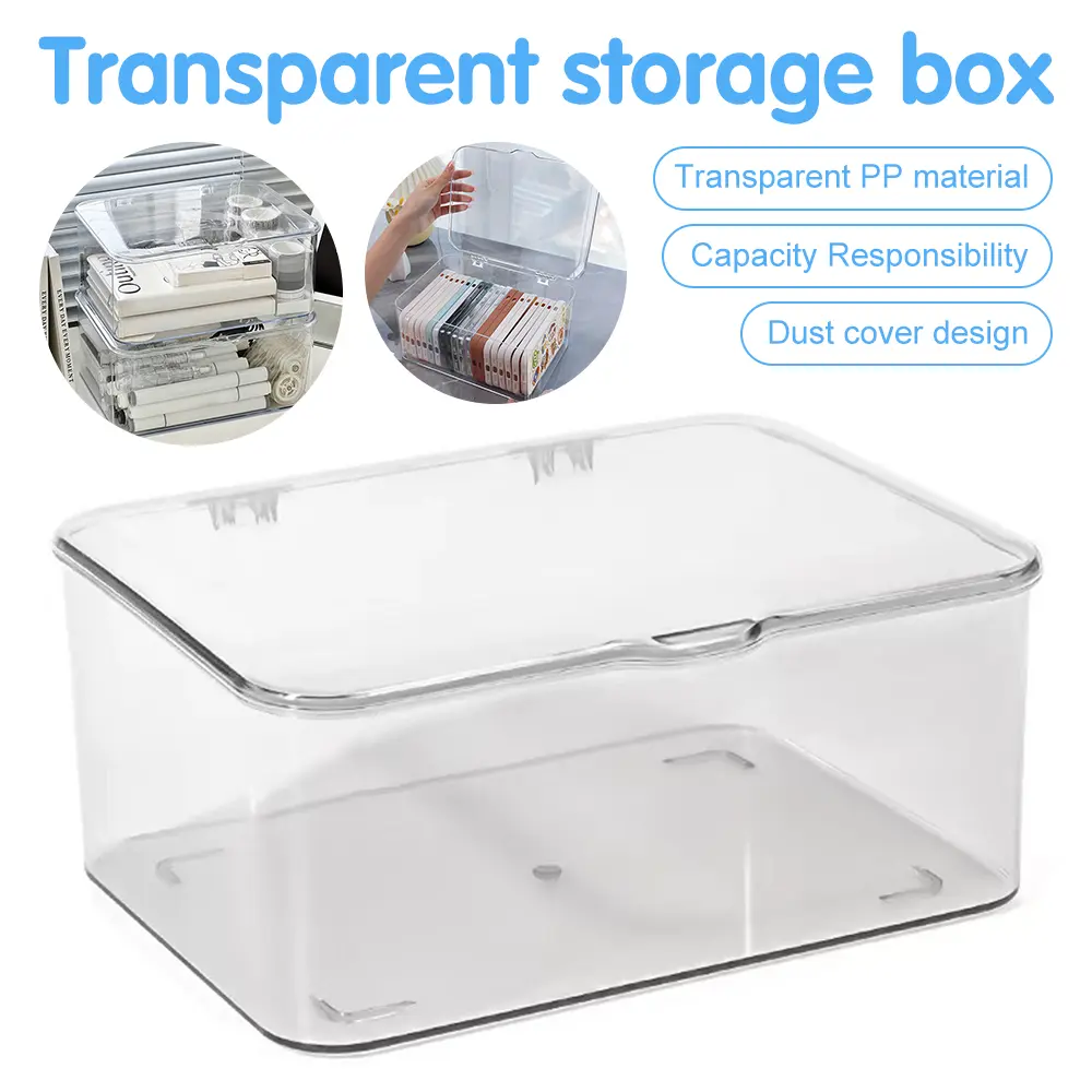 Acrylic Stackable Storage Boxes, Bohemian Style Storage Boxes, Transparent, Suitable for Home, Office, School Supplies, for Car Dresser, Bathroom, Desktop, Home Organization Baskets Cover Organiser Plastic Laundry Kitchen