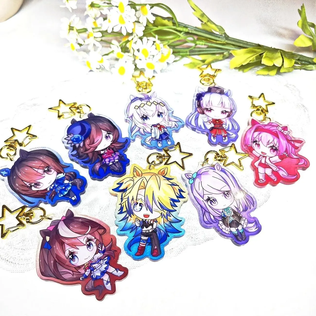 8 ops (not combo 8) Umamusume Charms Keychain | Gold Ship, Rice Shower, Haru Urara, Oguri Cap, Mejiro McQueen, Tokai Teio, Admire Vega, Obey Your Master