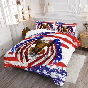 Majestic Eagle Wing Comforter Set, Retro American Flag Bedding, Quilted Design, Lightweight and Cozy, Soft Bedding Sets, Perfect Gift for Patriots