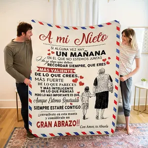 A Touching Design Filled with a Grandmother'S Love for Her Grandson, Featuring a Special Gift Theme That Conveys Companionship And Strength. This Soft And Warm Flannel Blanket, Perfect for Holiday Memories