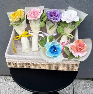 Wedding Favors for Guests – Single Crochet Rose Keepsake, Bud-Vase & Escort-Card Ready, Handmade Forever Flower