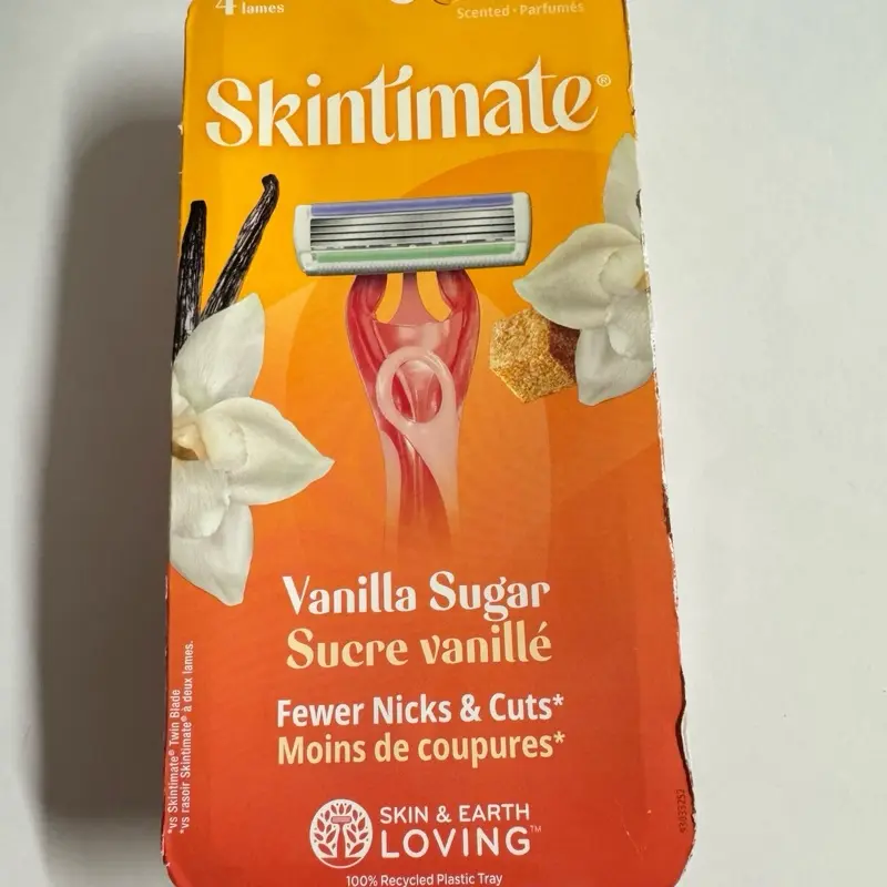 Skintimate Vanilla Sugar 4-Blade Cosmetic Razor, Hydrating Skincare Tool for All Skin Types