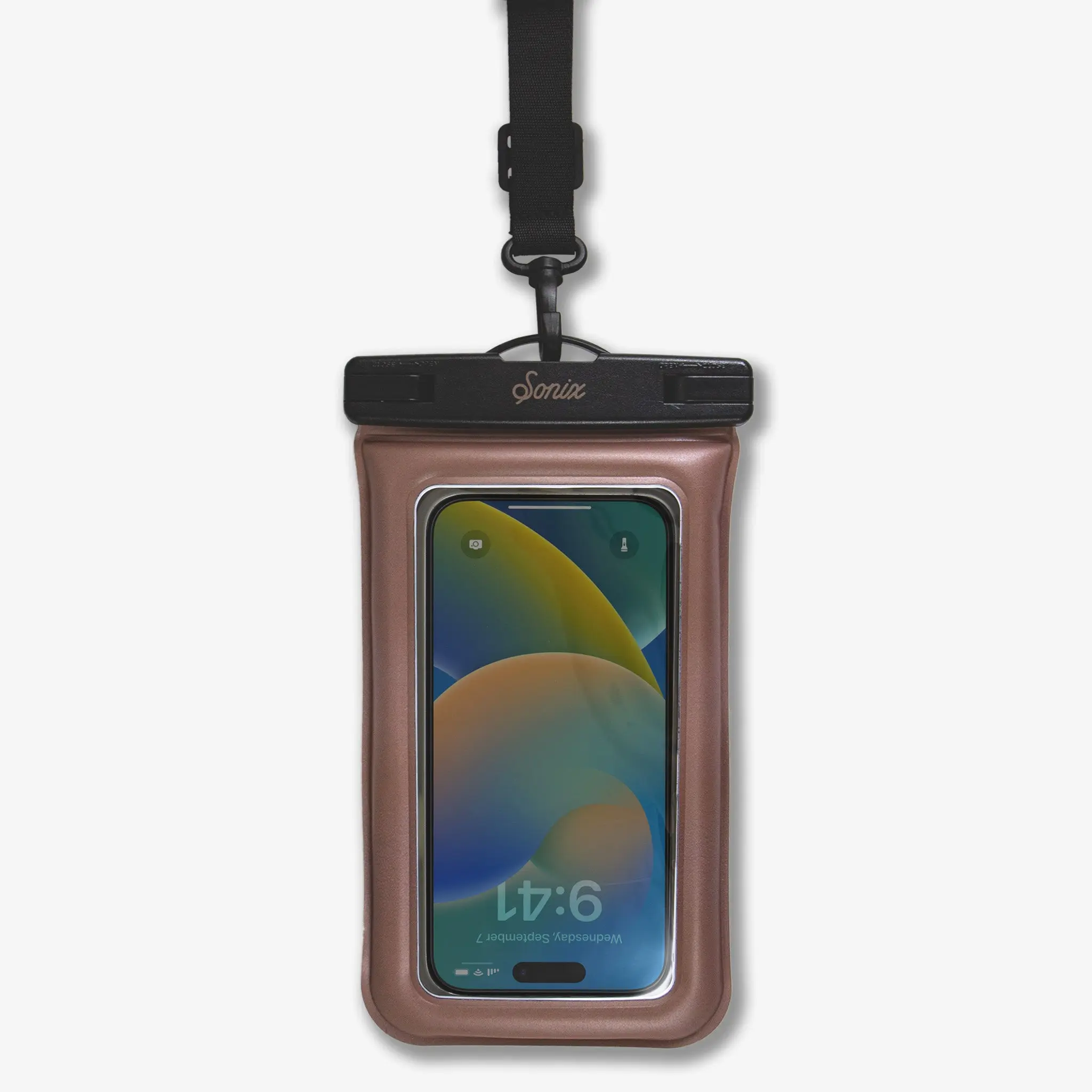 Waterproof Smartphone & Cellphone Pouch with Adjustable Lanyard, Mocha Color for Beach Use, Devices