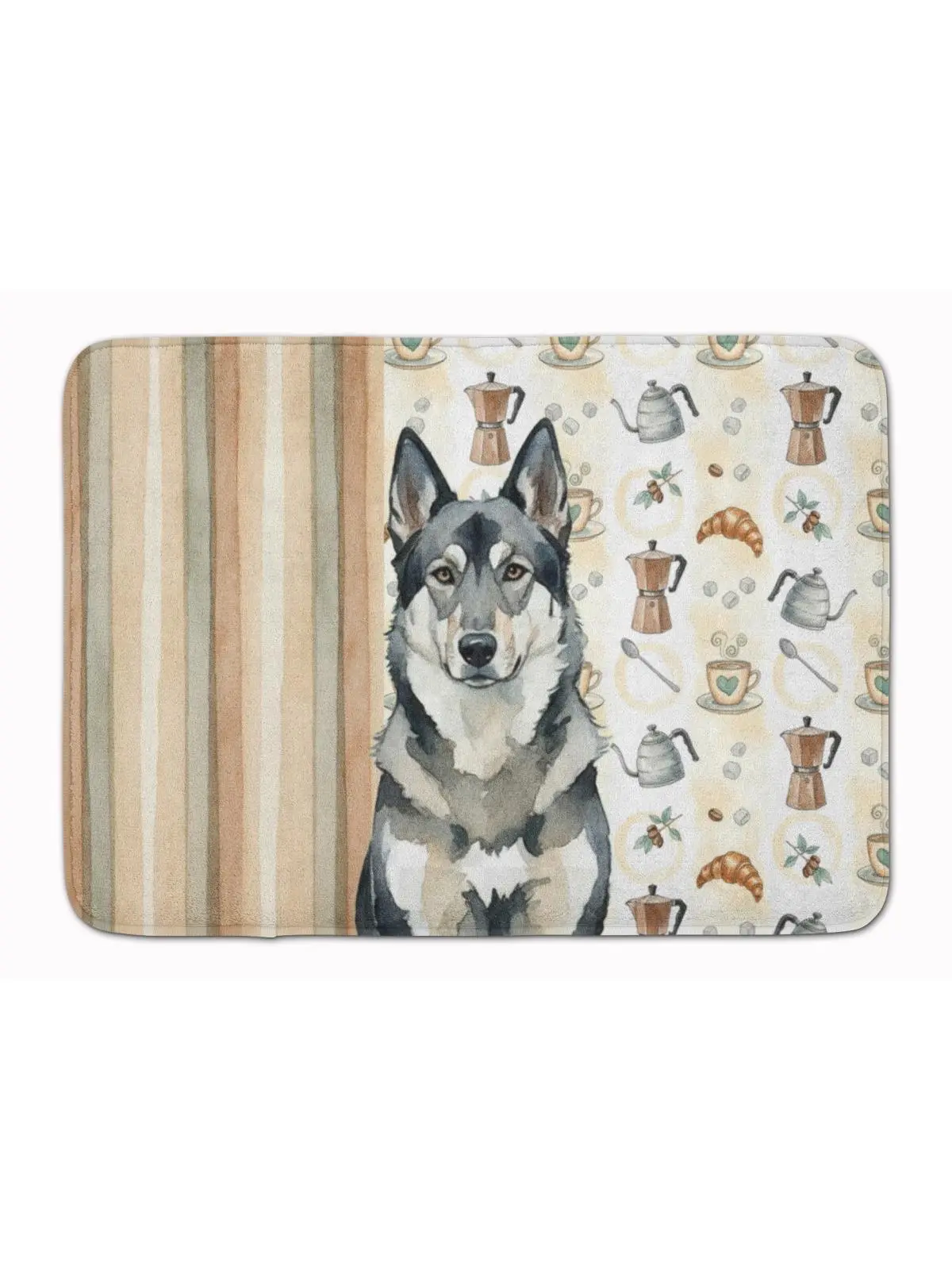 Carolines Treasures WDK7532RUG 19x27 in. Norwegian Elkhound Coffee Bar Memory Foam Kitchen Mat, Animal-Inspired, Art-Themed, Cozy, Cushioned Rugs for Kitchen Use, Animal-Inspired Kitchen Rugs, Art-Themed Kitchen Rugs