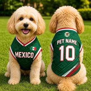 Personalized Mexican Pet Soccer Jersey, Custom Dog Cat Football Shirt, Name Number Puppy Sportswear URY