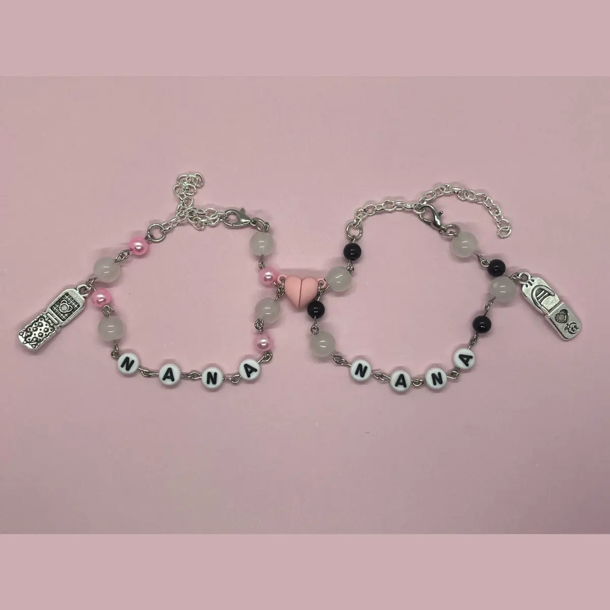 Nana Cellphone Anime Matching Best Friend Couple Heart Magnet Bracelets