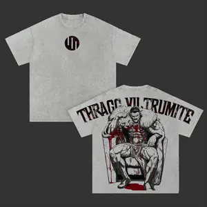 Invincible Grand Regent Thragg Graphic Tee | Vintage Washed Oversized Heavyweight T Shirt | Dark Viltrumite Empire Streetwear Shirt | Bloody Throne Battle Large Back Print Tee | Heavy Cotton Unisex | Gym Pump Cover Gamer Outfit | Gift For Invincible Fans