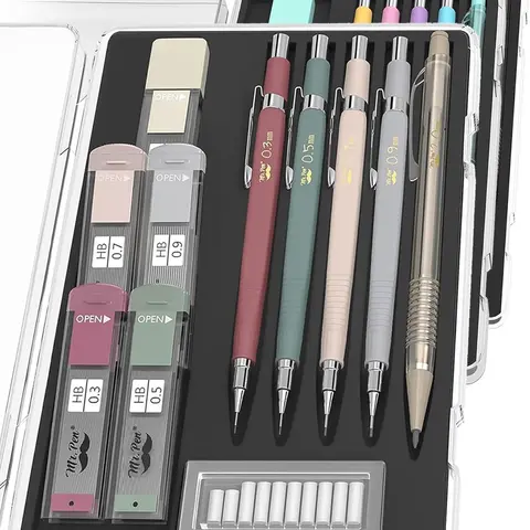 Mechanical Pencil Set with Leads and Eraser Refills, 5 Sizes - 0.3, 0.5, 0.7, 0.9 and 2 Millimeters, Sketching Pencils, Drafting Pencil