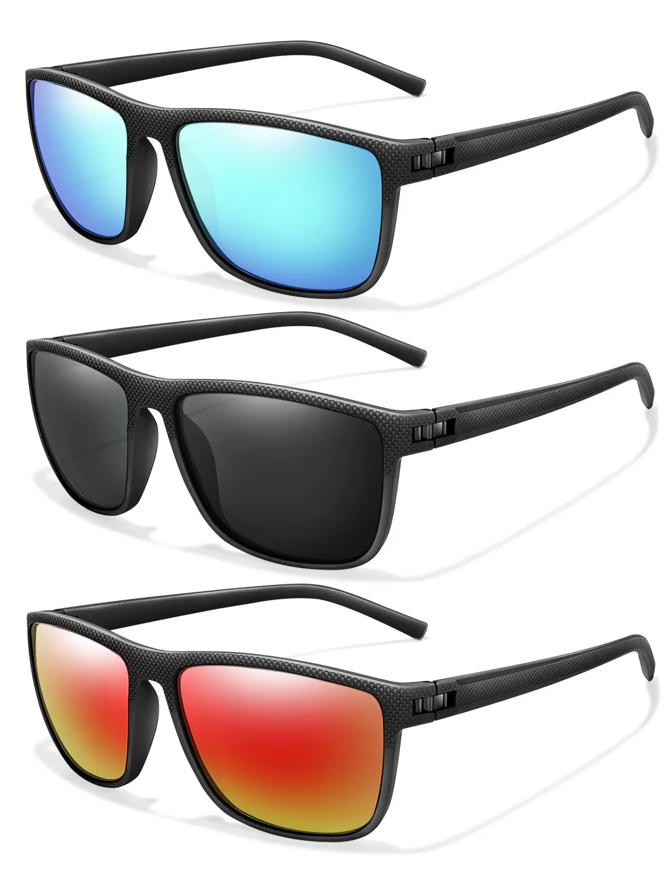 Unisex Polarized Sunglasses, Square Frame + Mirrored Polarized Lens, Outdoor Sports Eyewear for Cycling, Running, Fishing, Driving