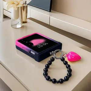 Black Rose Gradient Chain Hinge Case For Samsung Galaxy Z Flip 3 4 5 6 7 For Motorola Razr 50 60 Ultra Xiaomi Mix Flip 2 Cover