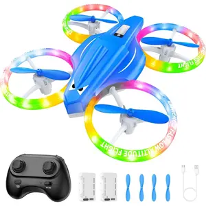 LED remote control drone, 3-speed mode, indoor parent-child play complete flight set including remote control and battery, suitable for children and beginners, ideal gifts for boys and girls' birthdays and Easter