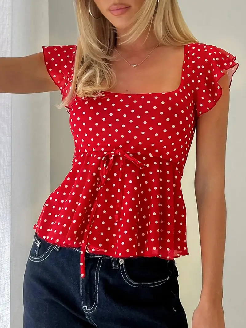 sheer polka dot blouse - TikTok Shop