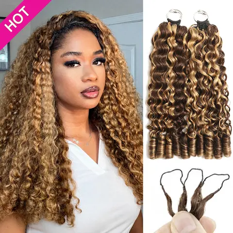 【Highlight】Asakiss Burmese Curly Miracle Knots Human Hair Crochet Extensions, Pre-Separated P4/27 #4 Chocolate Brown #33 Reddish Brown, 50g/Pack, Lightweight for Comfy Wear, Time-Saving for Boho Braids Human Hair (4-5 Packs for Full Head Protective Style)