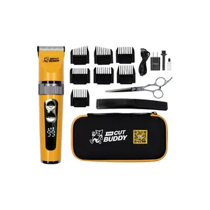 Waterproof Cordless Hair and Facial Beard Clipper With Scissors + Case -  Titanium + Ceramic Blades - Quiet Sound - Comfort - Travel Case - 9 Guards