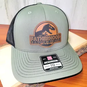 Fatherhood Is A Walk In The Park Premium Hat - Richardson 112 Trucker Hats Leather Patch Hat - Men's Accessories - Father's Day Gift - Men's Gift - Gift For Dad