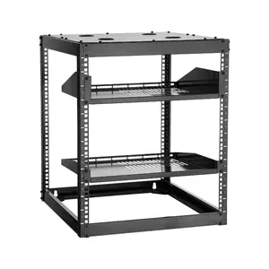 VEVOR 12U Open Frame Network Rack, 23 in Depth, Wall Mounted or Floor Standing Server Rack, Heavy Duty 4 Post, with Vented Shelves Mounting Hardware, Holds All Your Networking IT Equipment AV Gear