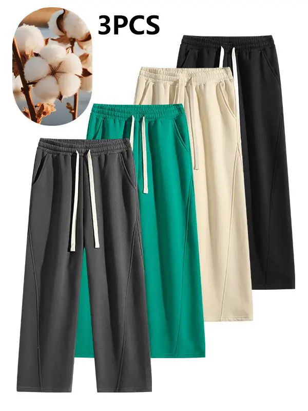Men's sports casual trousers, with drawstring, solid color design, sports casual trousers, simple and classic style, straight-leg pants, men's long pants, fashionable men's attire, very suitable for leisure and daily wear.