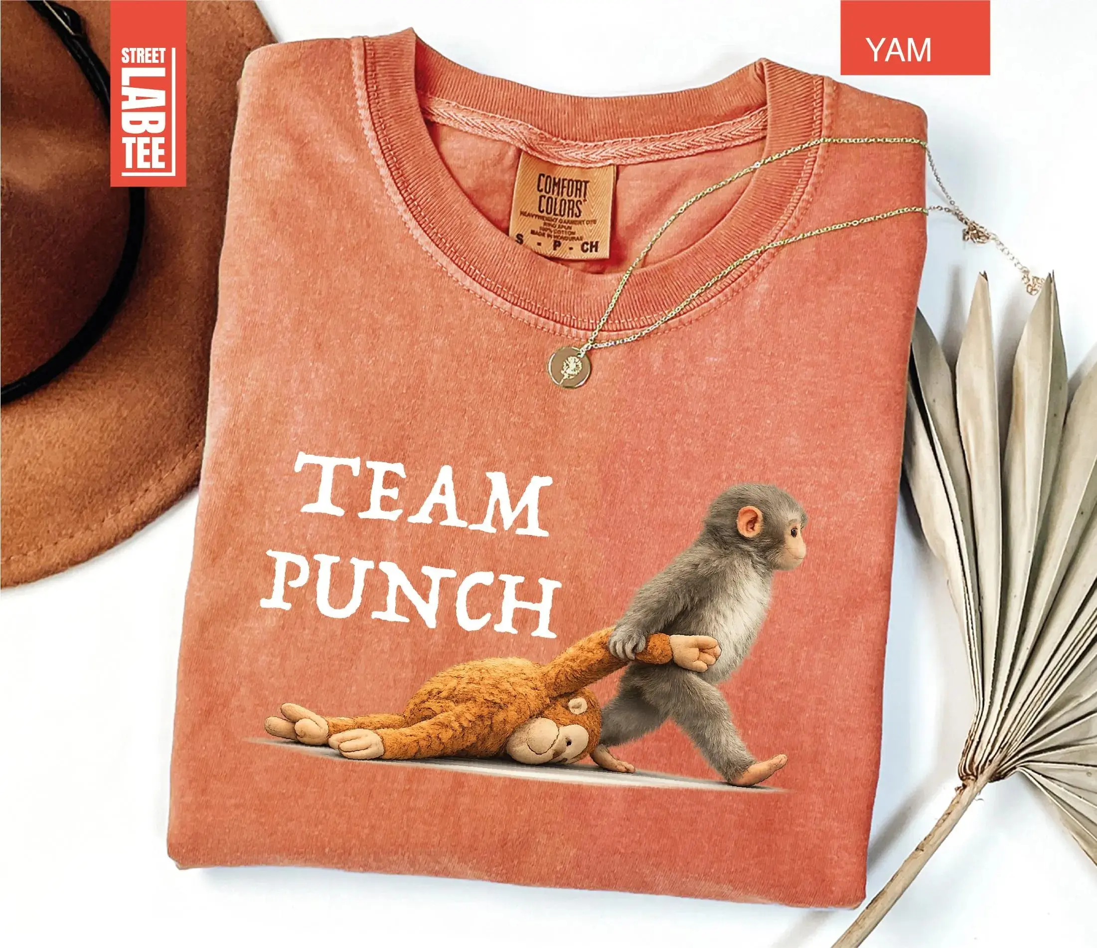 Team Punch Comfort Colors T-Shirt, Baby Monkey Punch Shirt, Emotional Plush Toy Shirt, Cute Cozy Animal Top, Mothers Day Tee, Animal Lover Mother Gift, Cute Cozy Mom