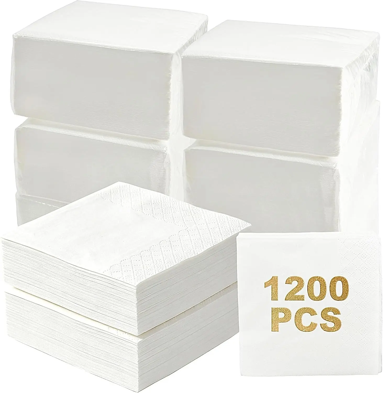 1200 Count Cocktail Napkins, 2-Ply White Beverage Napkins Disposable, 4.5 x 4.5 Inch Folded Paper Napkins Bulk for Wedding, Bar, Dinner, Dessert, Party and Everyday Use