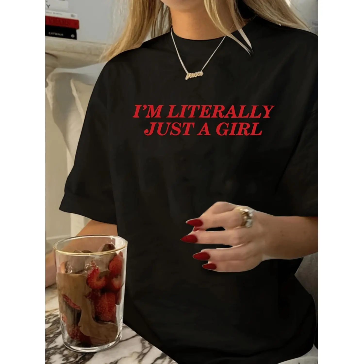 Vintage Inspired Casual Printed T-Shirt With Directional Design For Women