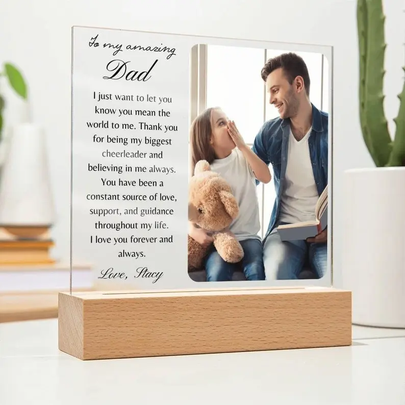 Personalized Acrylic Plaque from Daughter to Dad - Perfect Gift for Dad’s Birthday, Father’s Day, Christmas, and Thank You Gifts