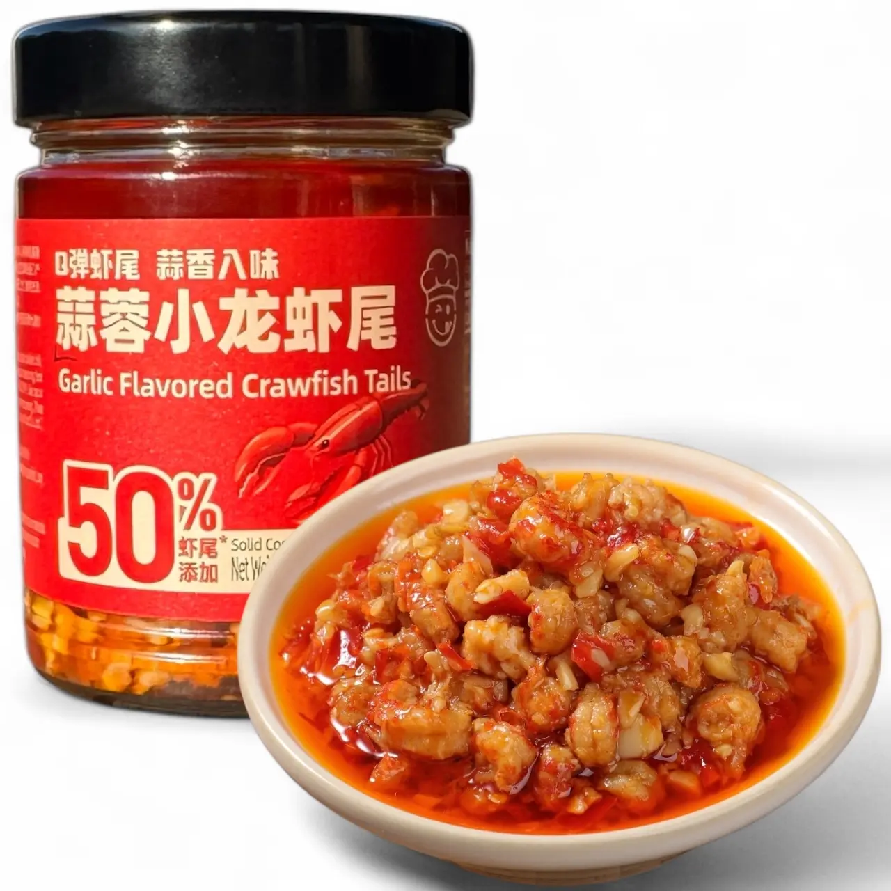 Haohuichi Garlic Flavored Crawfish Tails Sauce（3 Bottles ）---Rich Flavor Enhancer for Snacks