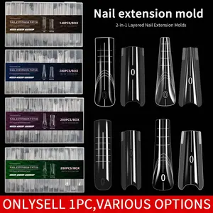 Sandwich Nail Dual Mold for Quick Nail Extension, No Paper Mold Needed, Plastic Mold with Top and Bottom Film, Nail Extension Diy, Nail Art Tool, Nail Salon Tool, Nail Extension Tools