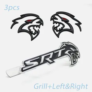 2 pc  Metal For SRT HellCat Front Grille Emblem Fender Badge Adhesive Black Chrome