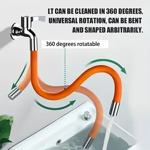 1PC Universal Anti-Splash Faucet Extender Hose - 360° Rotatable Swivel Elbow, Adjustable Length Flexible Water Tap Extension, Perfect for Bathroom Sink, Kitchen, Shower, Bathtub, RV & Garden Watering, Bathroom Fixtures