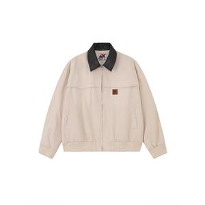 [Broken Sizes Clearance] F426 Official Store Retro Zip up Jacket with PU Collar, Elasticized Bottom