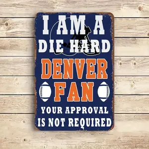 Denver Football Retro Aluminum Sign — Durable 8x12 Wall Plaque, Indoor/Outdoor Sports Decor & Gift Idea 8X12Inch(20X30Cm)