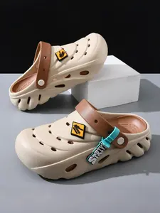 Sporty Unisex's Plain Color Hole Shoes, Sporty Breathable Comfortable Non-slip Sandals, Fashionable Shoes for Outdoor Beach Camping, Affordable Sandals