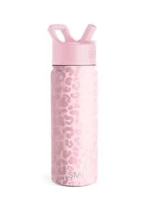 Simple Modern Kids Summit Water Bottle with Straw Lid | Vacuum Insulated Stainless Steel | Reusable Leak Proof BPA-Free Cup for School | 20oz, Blush Leopard