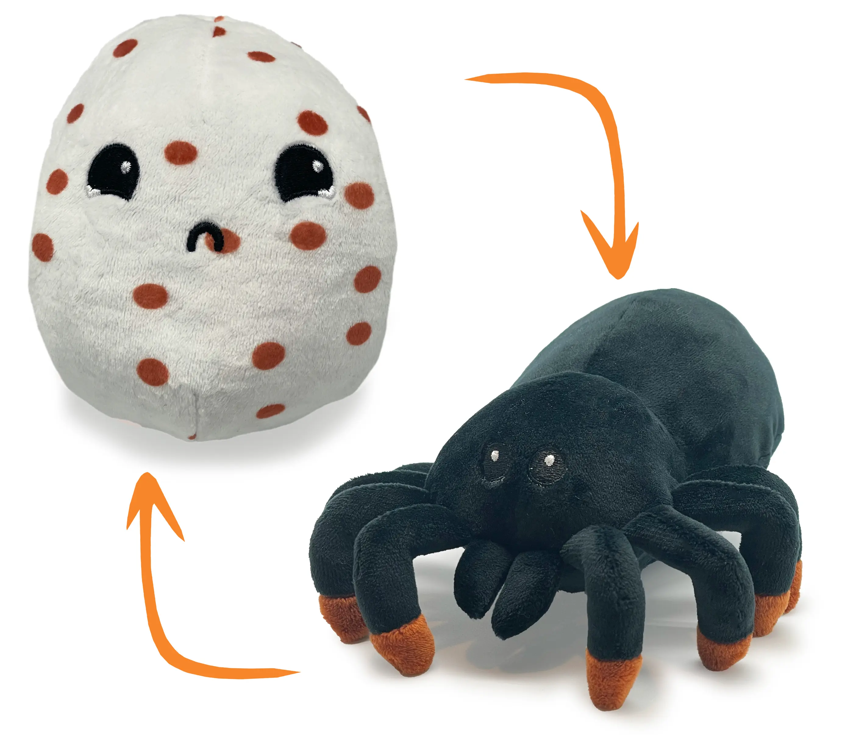 Hatchkinz | Reversible Tarantula to Egg Plushie | Happy + Sad | Show Your Mood | Stress Relief Plush 7"