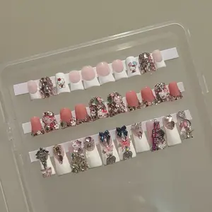 Hello Kitty Junk Nail Duck Nails (select your style) Y2K bling French tip press on nails