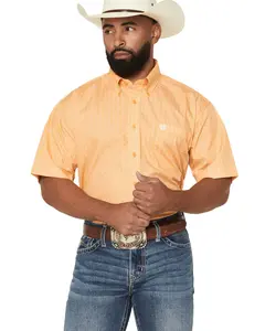 Cinch Men's Boot Barn Geo Print Short Sleeve Button-Down Western Shirt - Mtw1111536