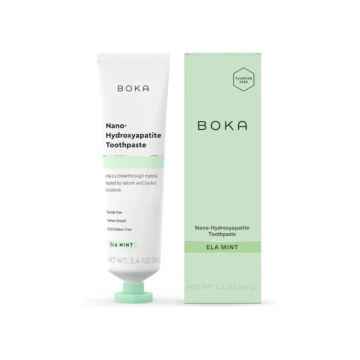 Boka Fluoride Free Toothpaste, Nano Hydroxyapatite Toothpaste, Appropriate for Sensitive Teeth - for Adult Oral Care - Ela Mint Flavor