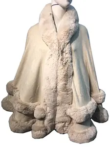 Elegant Faux Fur Cape with Luxurious Cozy Design and Soft Faux Fur Trim for Stylish Warmth