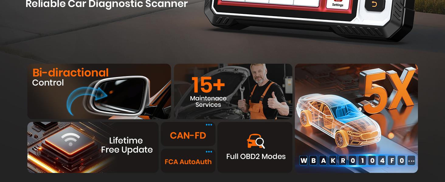 ANCEL FX6100 Bidirectional OBD2 Scanner, All System Car Diagnostic Scanner with Active Test,15+ Reset, EPB/BMS/SAS/D-PF Reset/ABS Bleeding/Injector Coding, FCA&CANFD, AutoVin, Lifetime Free Upgrade fathersdaygift