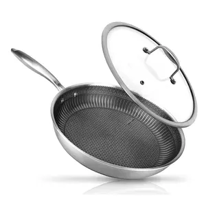 Nutrichef 10'' Stir Fry Pan with Glass Lid