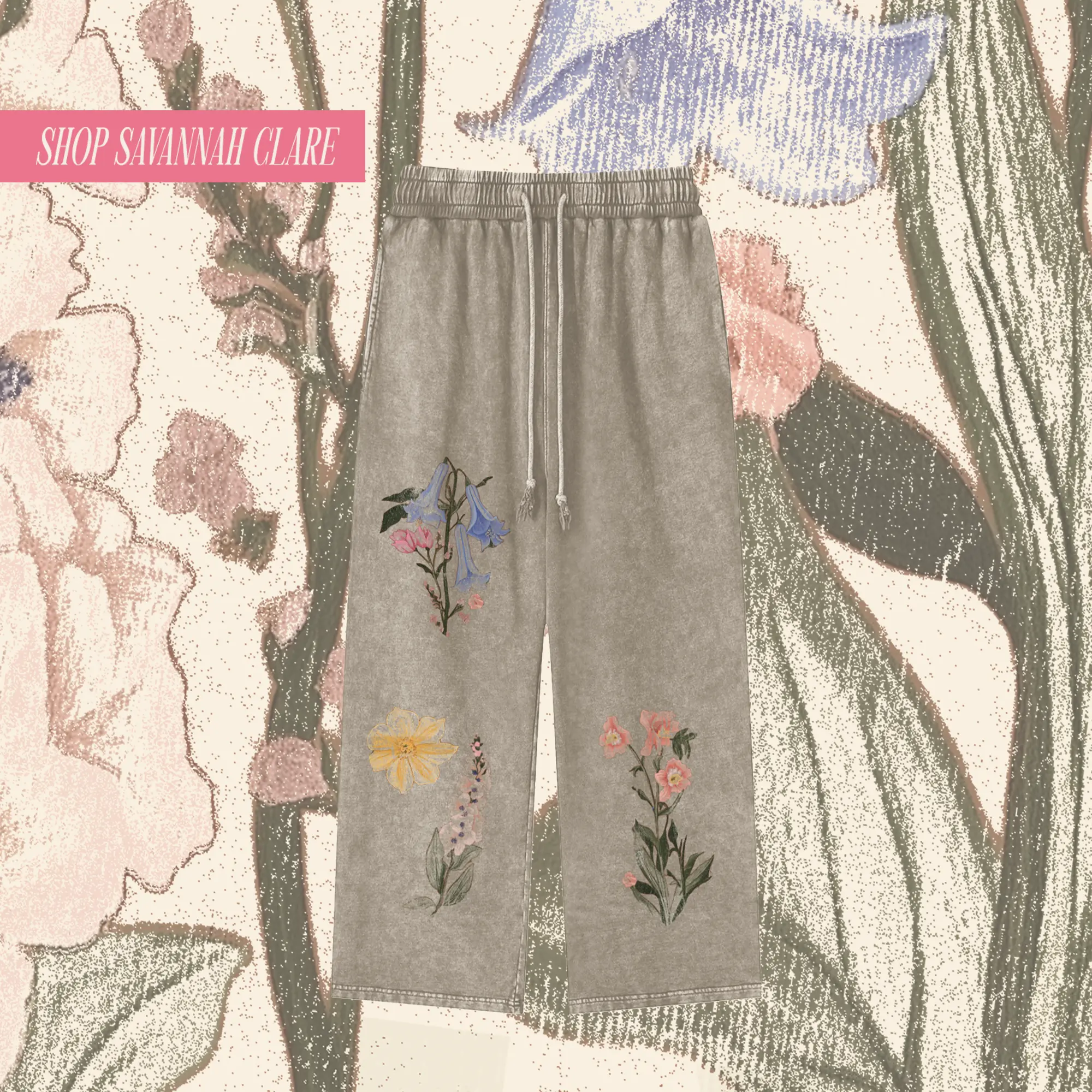 "BLOOM" Vintage Wide Leg Sweatpants