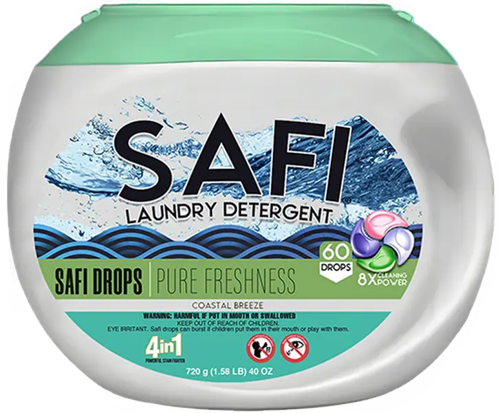 Safi 4-in-1 Laundry Detergent Drops — Coastal Breeze, 60 Count (about 38¢ per load)