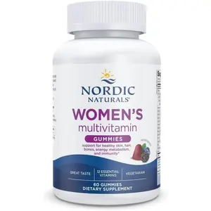 Nordic Naturals Women's Multivitamin Gummies, Mixed Berry - 60 Gummies - Support for Healthy Skin, Hair, Bones, Energy & Immunity - Non-GMO, Vegetarian - 30 Servings